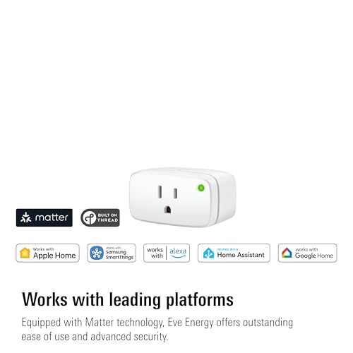 Eve Energy (Matter) 2 Pack – Smart Plug, App and Voice Control, 100% Privacy, Matter Over Thread, Works with Apple Home, A...