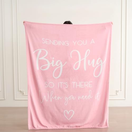 Lussena Thinking of You Gifts for Women Men – Get Well Blanket 50x60 Inch, Pink Flannel Comfort Hug Blanket, Sympathy Thro...