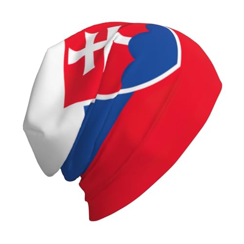 sackhg Flag of Slovakia Print Winter Beanie Hat Men Women Soft Lightweight Thermal Cap for Outdoor Skiing Wear Black