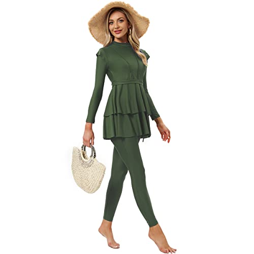 Muslim Swimsuits for Women Modest Islamic Swimwear Burkini Full Cover Hijab Top Pants with Swimming Cap Bathing Suits