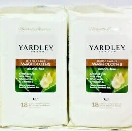 Disposable Washcloths Enriched with Aloe Vera, Chamomile & Vitamin E (**2**18 Pack)by Yardley 12 x 8” Long =Total 36