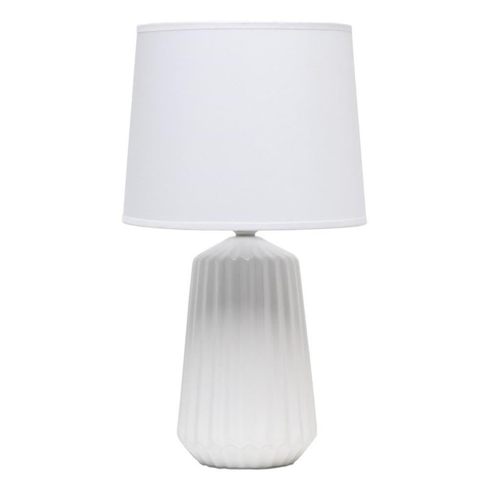 Simple Designs LT1119-OFF Ceramic Bedside Table Lamp, Off White, 9.45inL x 9.45inW x 17.4inH