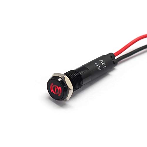 Alpinetech PLB8MS 8mm LED Metal Pilot Dash Light - Handbrake Warning, Black Bezel