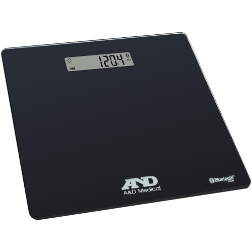 A&D Medical Digital Body Weight Scale - UC-352BLE - Bluetooth Bathroom Weight Machine, Syncs with A&D Heart Track App - 45...