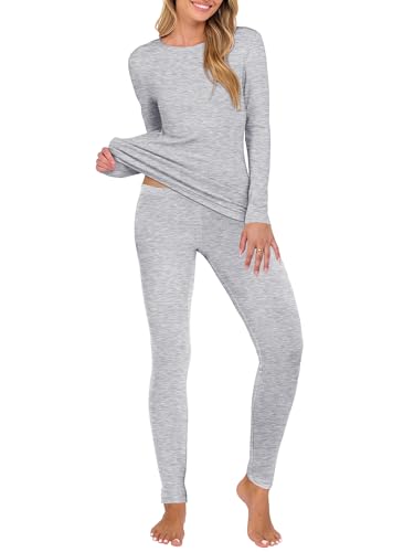 ANRABESS Thermal Underwear for Women Long Johns Fleece Lined Base Layer Pajama Set Cold Weather Top Bottom Winter Clothing