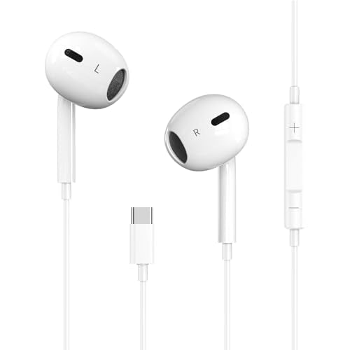 USB C Headphones for iPhone 17/16/15 Earbuds, Type C Earphones with Mic & Remote Control Noise Cancelling for iPhone 17 16...