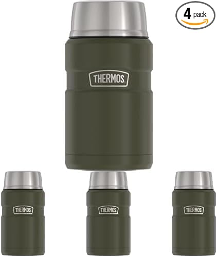 THERMOS Stainless King Vacuum-Insulated Food Jar, 24 Ounce, Army Green (Pack of 4)