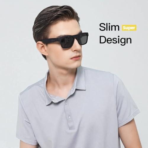 OhO Smart Glasses,Polarized Sunglasses with Bluetooth Speaker,Athletic/Outdoor UV Protection and Voice Control,Unisex(Grey...