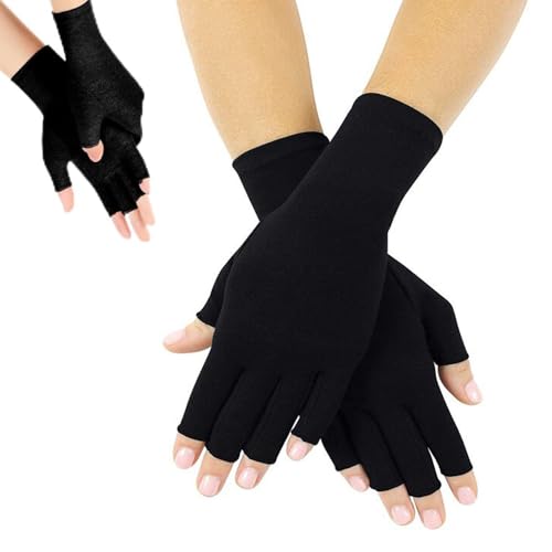 Utaly Fingerless Recovery Gloves Stretchy Hands Office Unisex Half Finger Joint Support Gloves