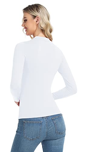 Women's Basic Long Sleeve Thermal Top Lightweight Mock Neck Shirts Slim Fit Layer Soft Top
