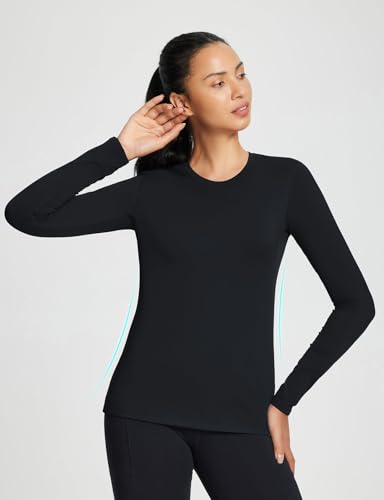 baleaf Women's Thermal Shirts Crewneck Fleece Lined Long Sleeve Tops Running Workout Ski Base Layer Winter Cold Weather
