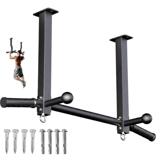 HWOOUSA Pull Up Bar Ceiling Mount, 600LBS Heavy Duty Multi Grip Chin Up Bar, 24"/16" Rafter PullUp Bar, Ceiling Beam for G...