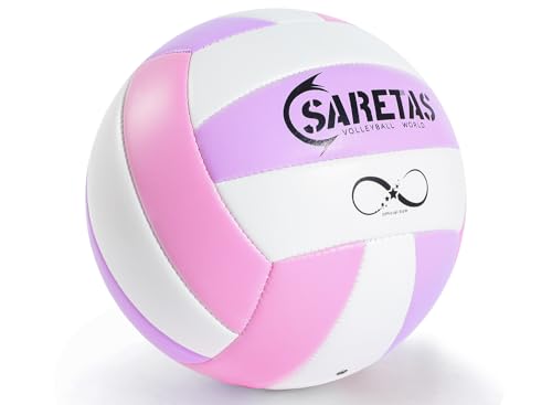 Saretas Volleyballs, PU Official Size Soft Touch Kids Volley Ball, Cute Volleyball for Girl, Christmas Volleyball Gifts fo...