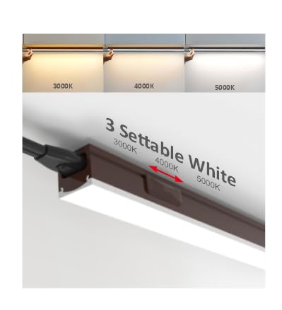 Leetdud Under Cabinet Lighting Plug In  16 Inch 2 Pcs  Linkable Ac120V 3Cct 3000K/4000K/5000K Ultra Slim  Led Under Cabinet Lights For Counter Light  Kitchen  Shelf  Sink  Workshop  Desk  Bronze