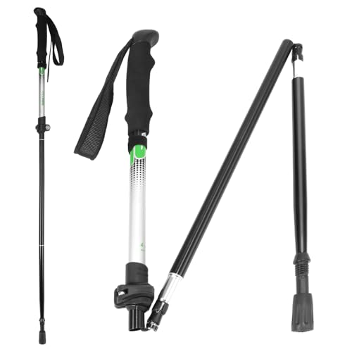 Travel Folding Trekking Hiking Pole with Carrying Case,Collapsible Cane Adjustable Walking Stick Portable Mobility Aid for...
