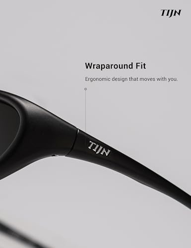 TIJN Sports Sunglasses for Men Women UV400 Wraparound Cycling Running Golf Motorcycle Glasses, Large Outdoor Shades, Vanta