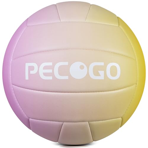 PECOGO Size 5 Volleyball - Durable PU Leather, Indoor/Outdoor. Soft Control, Great Airtightness for Training/Games. Ideal ...