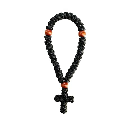 1Pc Handmade Christian 33 Knot Orthodox Greek Omboskoini Prayer Rope Protection Blessing Cross Charm Tassel Car Hanging Ch...