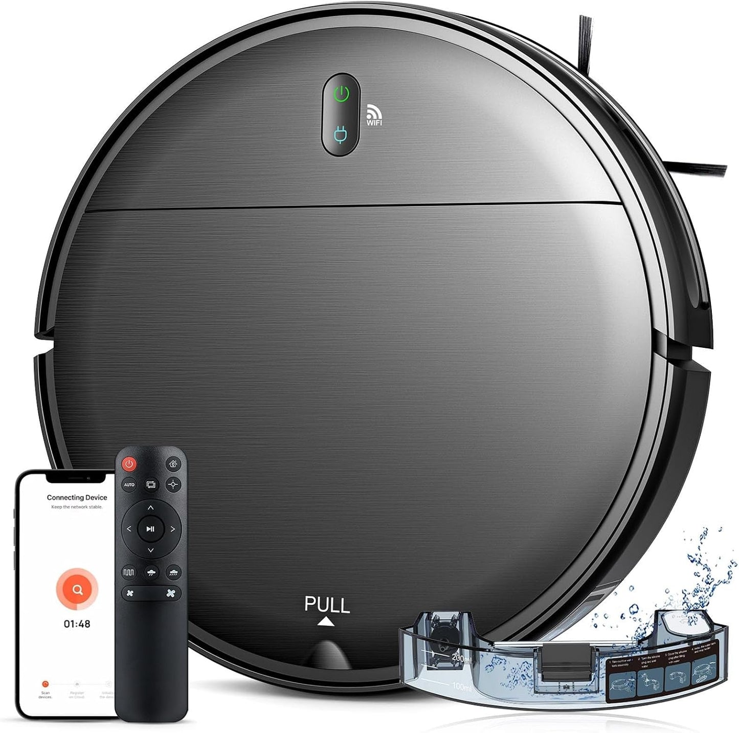 Robot Vacuum and Mop Combo, 2 in 1 Robotic Vacuum Cleaner with Schedule, App/Alexa/Voice Control, Slim 2.87", Self-Charging, 2300 Pa Suction & Long Runtime, Ideal for Hard Floor, Pet Hair, Carpet