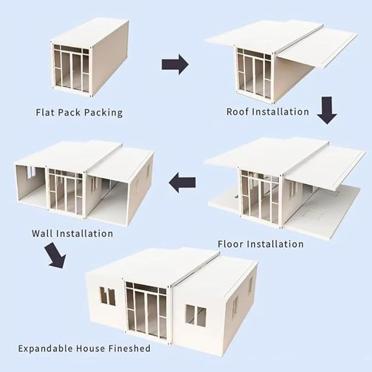 Quick Assembly 20FT/30FT/40FT Prefab Tiny Home for Sale, Expandable Container House with Bathroom & Kitchen, Modern Tiny Houses to Live in for Adults, Prefabricated Luxury Portable House