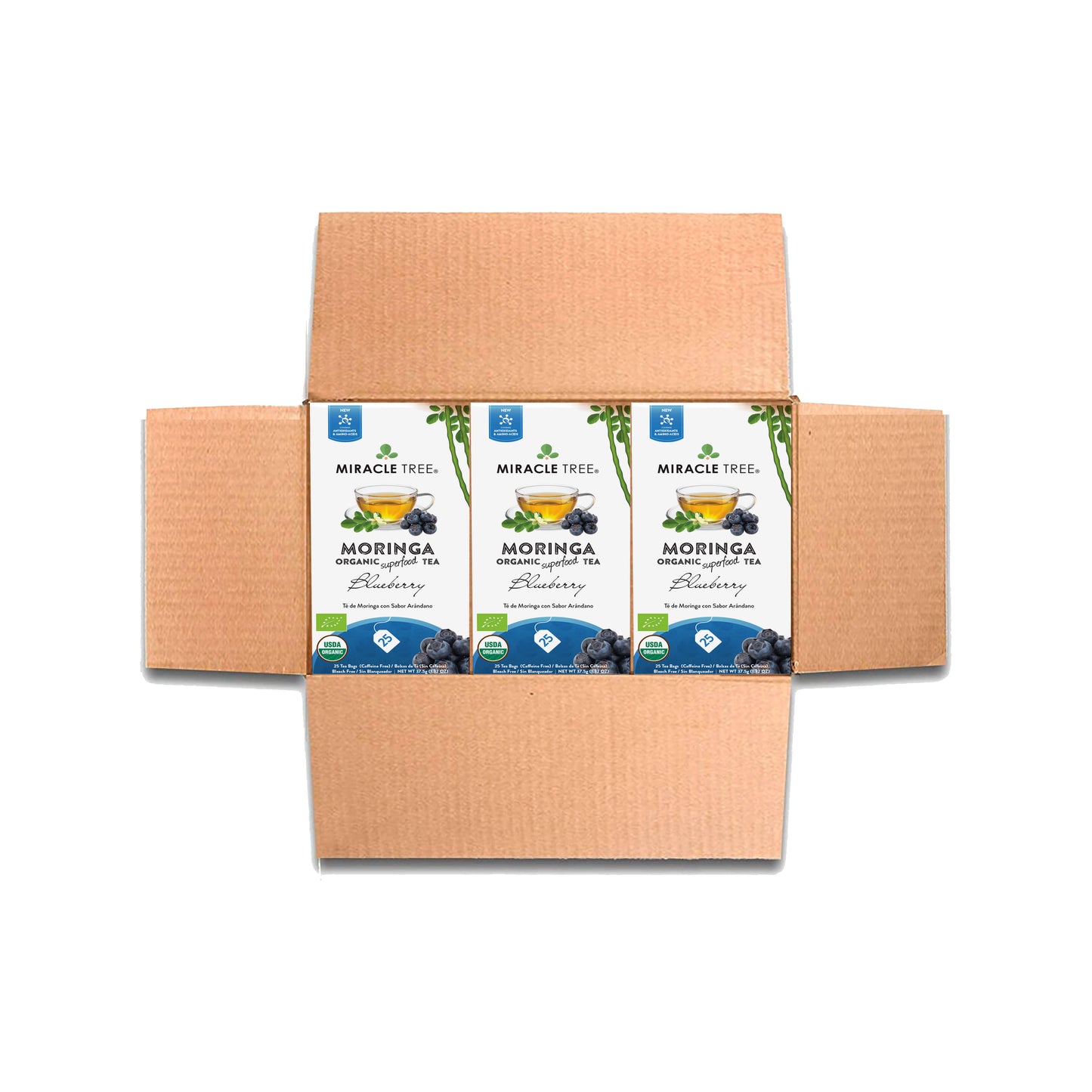 Organic Moringa Tea - Blueberry - Caffeine-Free Herbal Tea