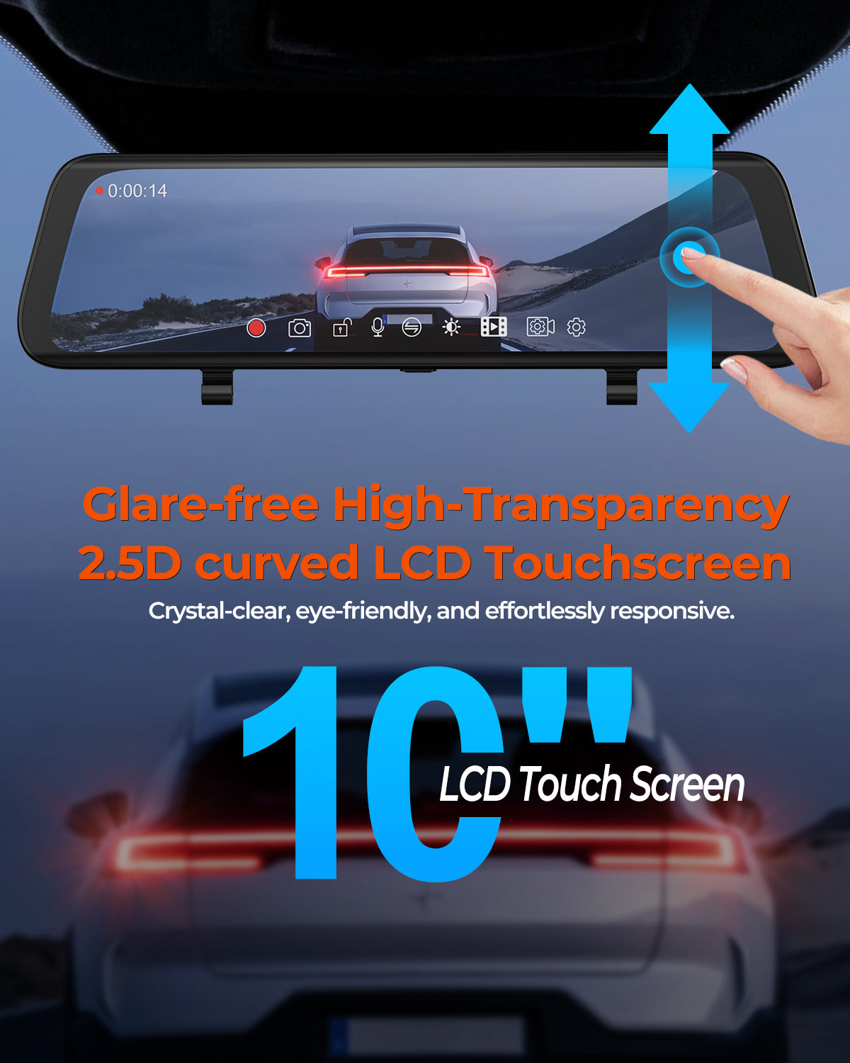 XR10 Pro 4K Front & 2.5K Rear Cameras, 10" IPS Touchscreen with Built-in Wi-Fi