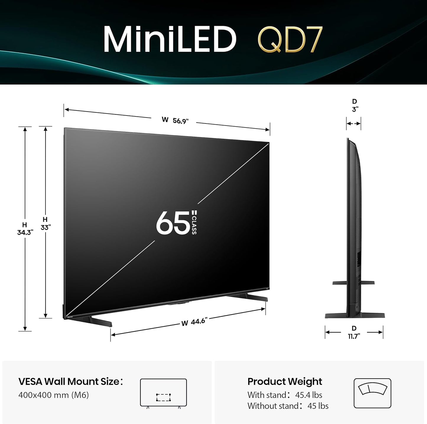 65" Class QD7 Series Mini-Led 4K UHD Smart Fire TV (65QD7QF, 2025 Model) - QLED, HDR10+, Dolby Vision, Dolby Atmos, Game Mode Plus, ALLM, Alexa Built in with Voice Remote, Streaming TV, Black