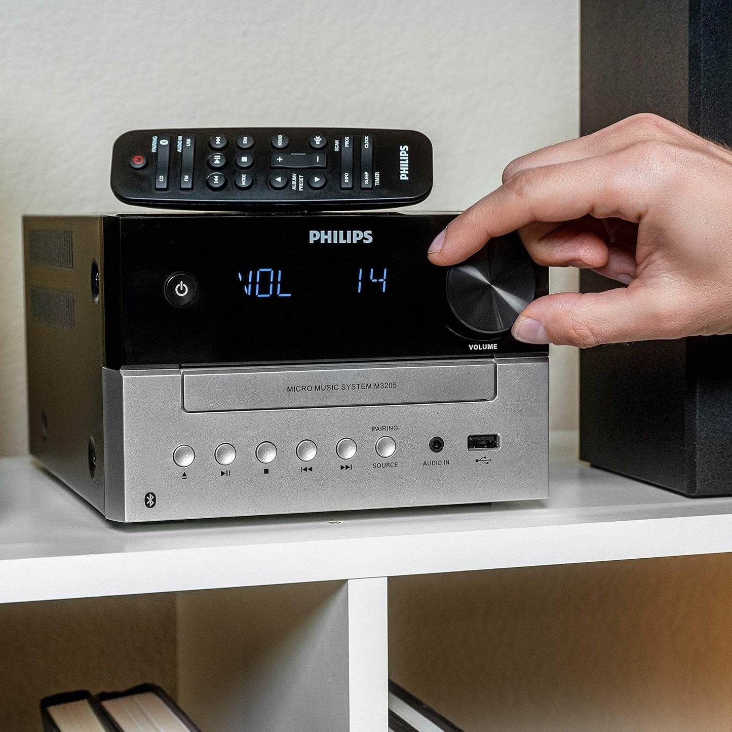Bluetooth Stereo System for Home with CD Player for Home, Wireless Streaming, MP3, USB, Audio In, FM Radio, 15W, Micro Music Sound System