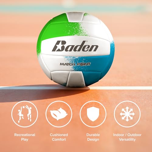Baden Match Point Cushioned Synthetic LeatherOutdoor Recreation Backyard Volleyball + College Camp Ball All Ages Official ...