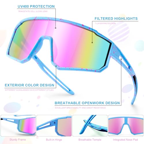 CMBJJU 3PACK Kids Sunglasses for 6-14 Boys Girls, Youth Baseball and Cycling UV400 Protection Goggles