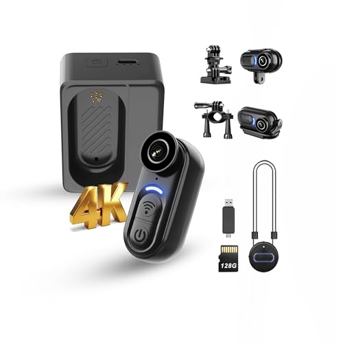Catchallway 4K Mini Body Camera Action Cam with Audio & Video Recording -128G Thumb Size Hands Free Body Worn Cameras - We...