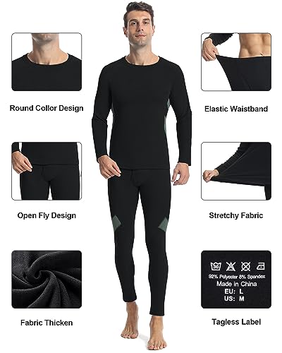 Runhit Mens Thermal Underwear Set：Fleece Lined Long Johns for Men Thermal Shirts and Pants Base Layer Cold Weather Thermals