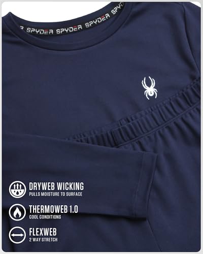 Spyder Kids Thermal Underwear Set - 2 Piece Moisture Wicking Insulated Girls Boys Thermal Set Base Layer Long Johns for Kids