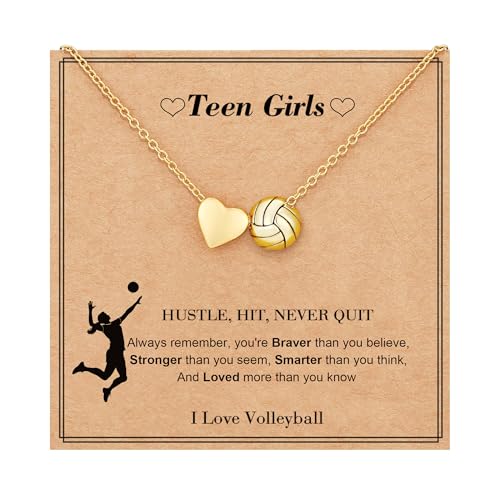 C-leen Sports Valentines - Volleyball Gifts for Teen Girls, 18K Gold Plated Pendant Necklace Volleyball Stuff Accessories ...