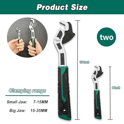 Groword 2PC Adjustable Wrench - Auto Size Adjusting, 0.6"-1.38" (7-35MM) Self-Adjusting Quick Wrench for Car, Bicycle & Pl...