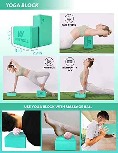 Yoga Starter Kit 12 in 1 - Set Include Mat, Foam Roller, 4 Resistance Bands, Blocks 2 Pack with Strap, 2 Peanut Massage Ba...