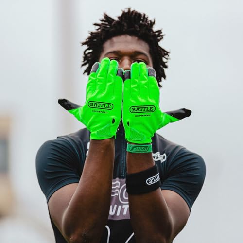 Battle Sports Doom Speed Football Gloves, Ultra Stick Grip, Precision Fit, Wide Receiver, Adult & Youth