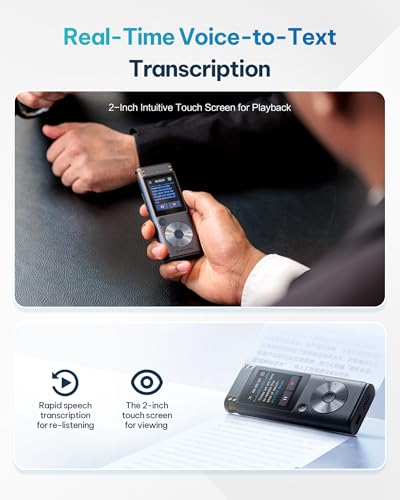 iFLYTEK Offline Voice Recorder with Playback, Secure Digital Recorder with AI Transcription, 5-Language Voice-to-Text, Noi...