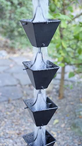 Nutshell Stores Medium Square Cups Rain Chain - Black - 17 Feet