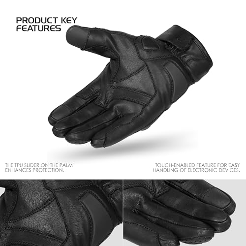 WARDLER Vortex Motorcycle Gloves for Men/Women, Cowhide Leather Touchscreen, Summer, Vortex Knuckle & Finger Protection, M...