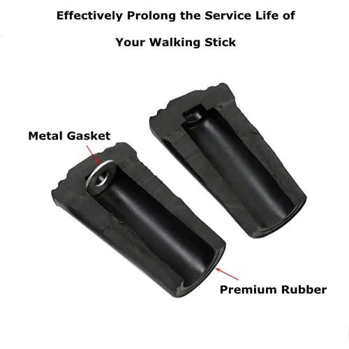 Walking Stick Tips Rubber 4pcs Trekking Pole Tips Replacement- Rubber Feet for Hiking Poles, Walking Sticks, Trekking Pole...