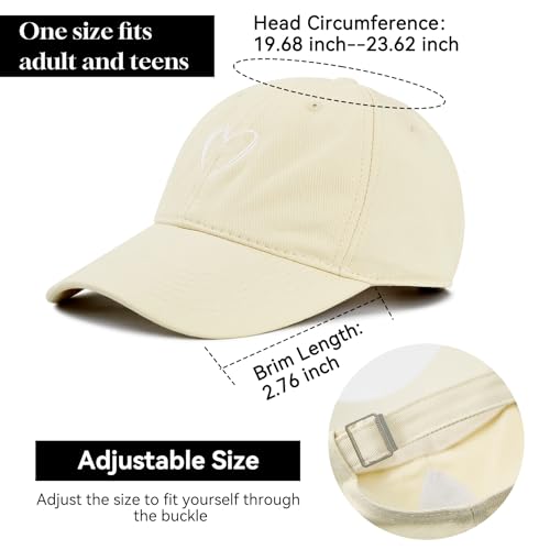 Zando Trendy Valentines Heart Baseball Caps for Women Men Girls Dad Adjustable Cute Cotton Ball Cap for Golf Tennies Travel