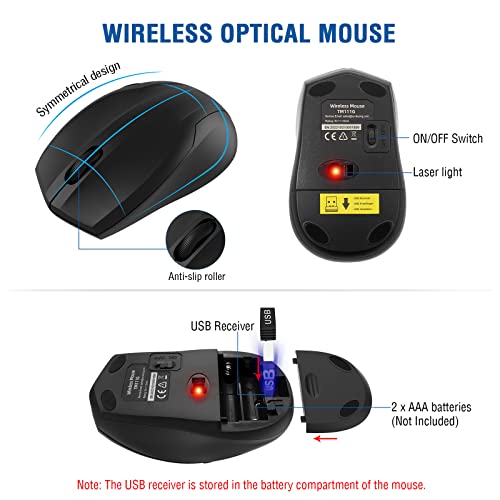 Wireless Keyboard and Mouse Combo, EDJO Full-Sized 2.4GHz USB Computer Wireless Keyboard and Optical Mouse for Windows, Ma...