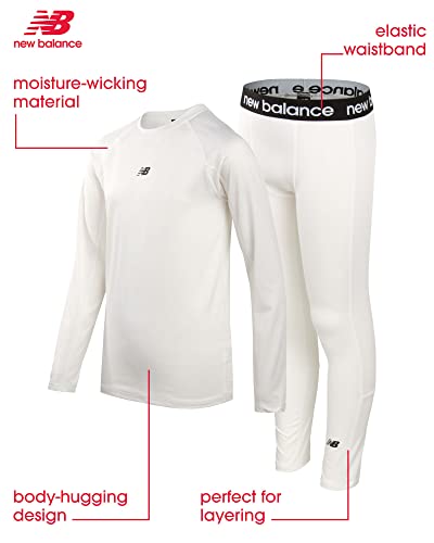 New Balance Boys Performance Base Layer Set - 2 Piece Athletic Moisture-Wicking Long Sleeve T Shirt and Tights (Sizes: 2T-20)