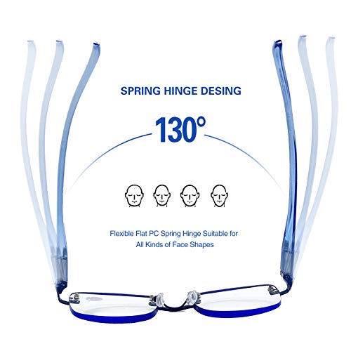 FEIVSN 3-Pack Rimless Reading Glasses For Women, Lightweight Spring Hinge Readers, Classic Elegant Artistic Eyeglasses UV 400