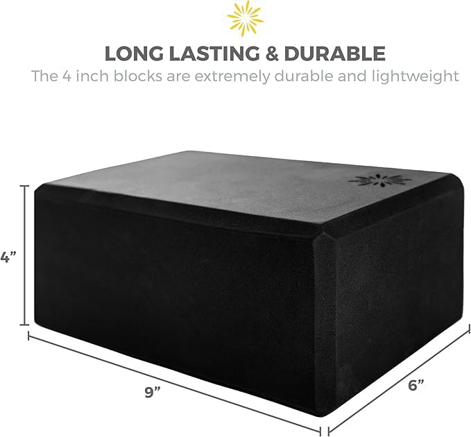 Sunshine Yoga 4" Yoga Block, 10 Pack Bulk EVA Foam Yoga Blocks, Firm and Supportive Yoga Brick, Balance Foam for Stretchin...