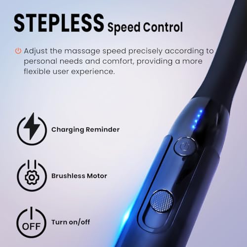 iKyoor Massage Gun with Exended Handle Deep Tissue Back Massager for Pain Relief with Silicone Sleeves, 12MM Percussion Ne...