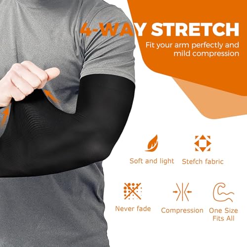 AURUZA 5 Pairs Arm Sleeves for Men & Women, Compression Cooling Tattoo Sleeve Cover Up for Women,UV Sun Protection