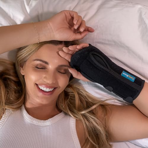 ComfyBrace® Carpal Tunnel Wrist Brace (Pack of 2) with Splint and Palm Cushion - (Adjustable and Fits Both Hands) - for Su...