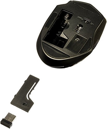 Amazon Basics Computer Mouse Wireless, Ergonomic, 2.4 GHz Optical, DPI Adjustable, Compatible With PC, Mac, Laptop, Black